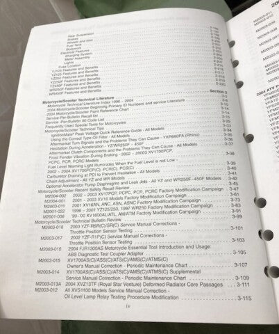 Yamaha LIT-17500-00-04 Motorcycle/ATV/SxS Technical Update 2004 Genuine