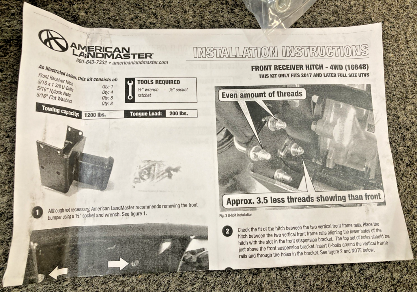 NEW GENUINE AMERICAN LANDMASTER 16648 FRONT RECEIVER HITCH