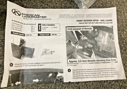 NEW GENUINE AMERICAN LANDMASTER 16648 FRONT RECEIVER HITCH