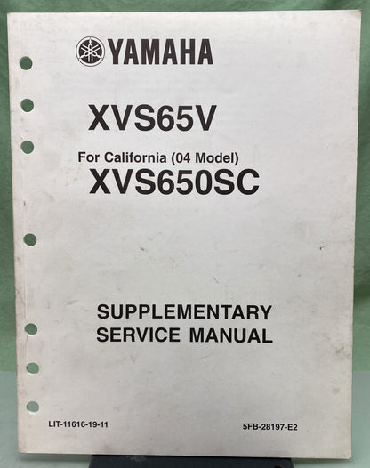 Genuine Yamaha LIT-11616-19-11 XVS65V Supp. Service Manual 2005