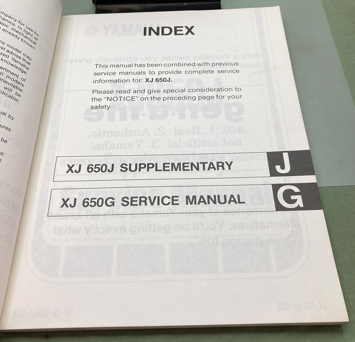 Genuine Yamaha LIT-11616-XJ-60 XJ650 G/H/J/K Service Manual 1982