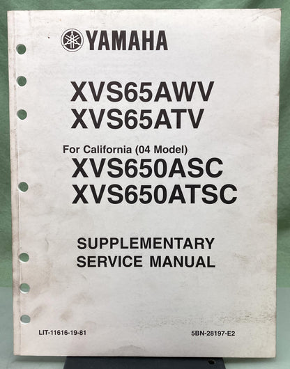 Genuine Yamaha LIT-11616-19-81 XVS65AWV, XVS65ATV Supp. Service Manual 2005