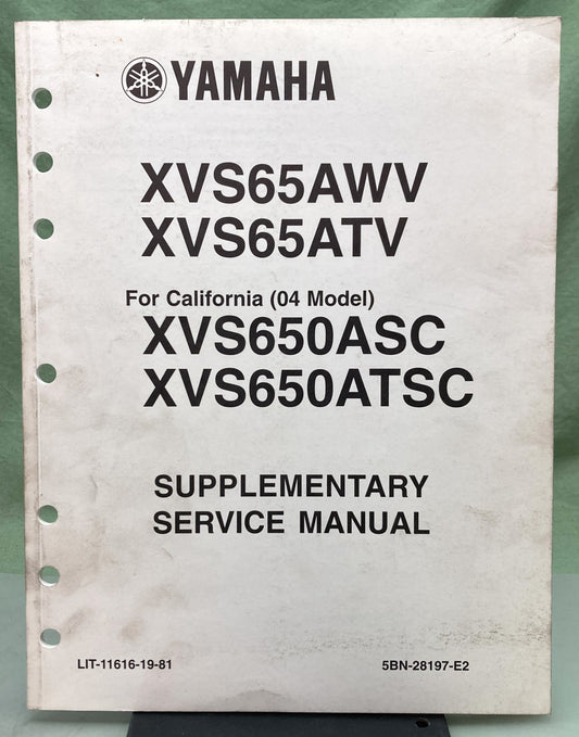 Genuine Yamaha LIT-11616-19-81 XVS65AWV, XVS65ATV Supp. Service Manual 2005