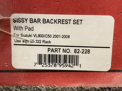 NEW GENUINE SHOW CHROME 82-228 SISSY BAR BACKREST SET WITH PAD
