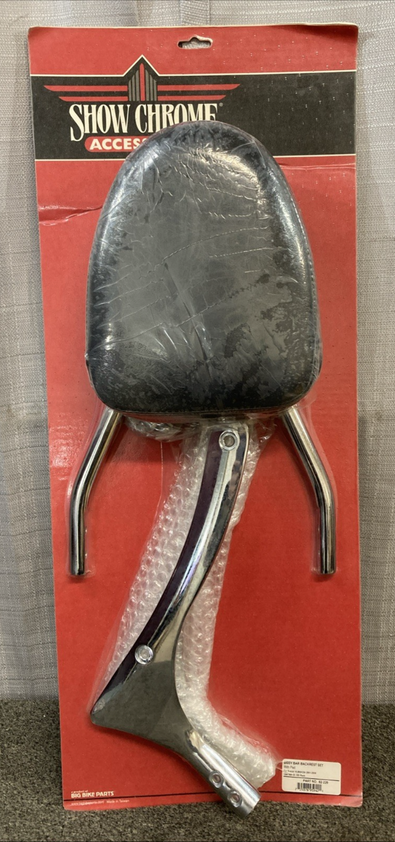NEW GENUINE SHOW CHROME 82-228 SISSY BAR BACKREST SET WITH PAD