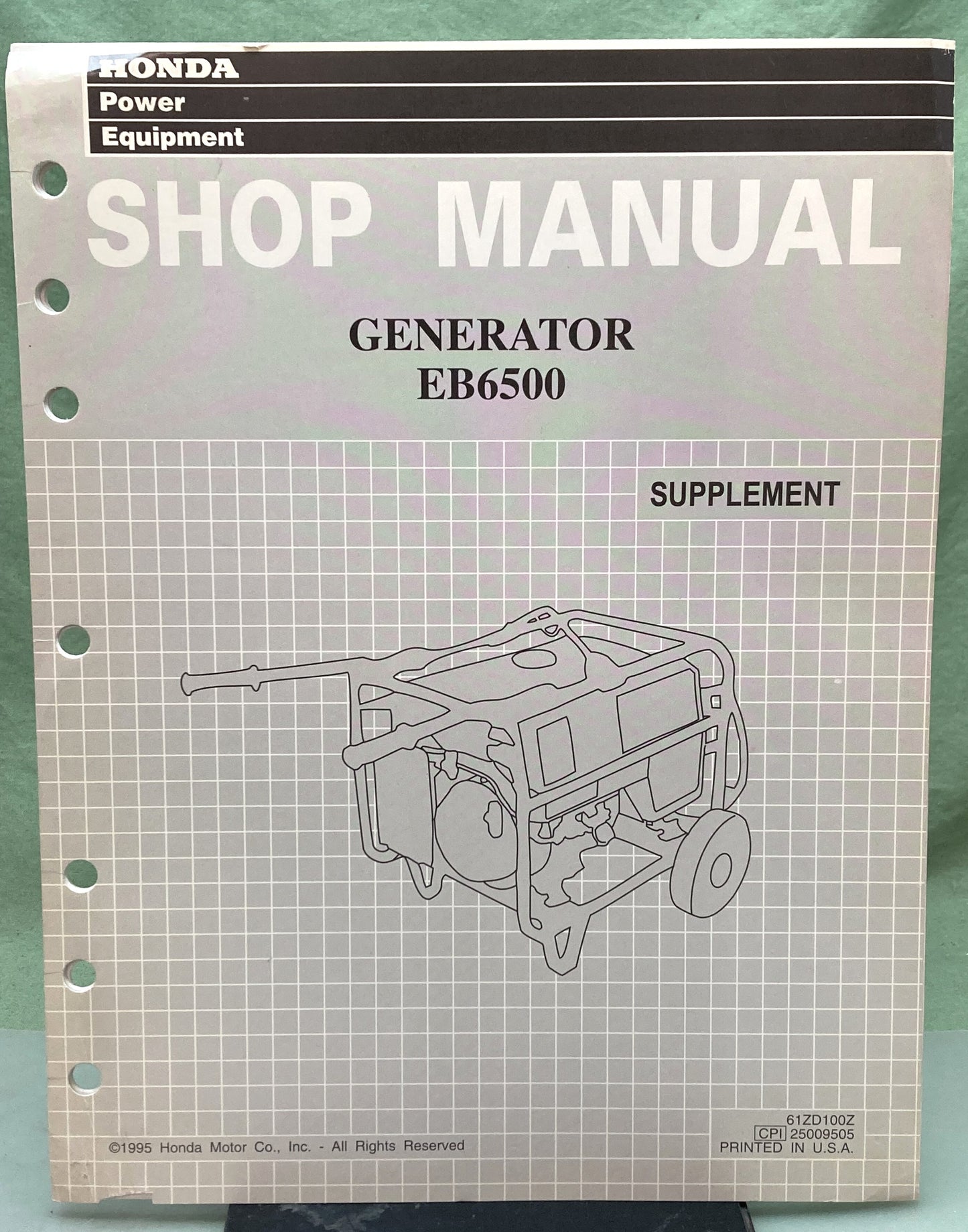 Genuine Honda 61ZD100Z EB6500 Generator Supp. Shop Manual 1995