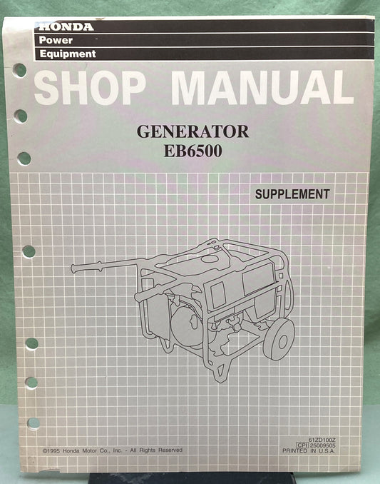 Genuine Honda 61ZD100Z EB6500 Generator Supp. Shop Manual 1995
