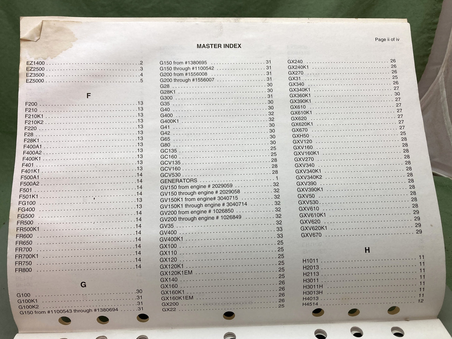 Genuine Honda TE410 Engine Service Specifications 1998
