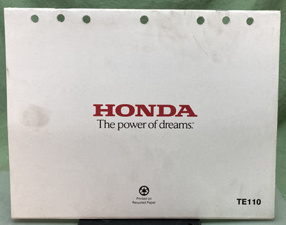 Genuine Honda TE110 Warranty Flat Rate Manual General Purpose Engines 2002