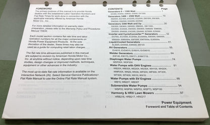 Genuine Honda TO153 Warranty Flat Rate Manual Power Equipment Products '86-'06