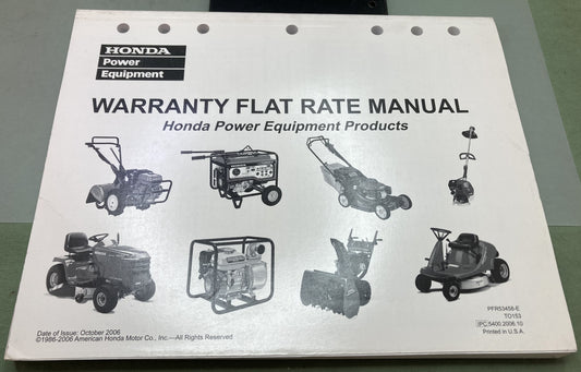 Genuine Honda TO153 Warranty Flat Rate Manual Power Equipment Products '86-'06
