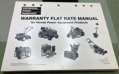 Genuine Honda TO153 Warranty Flat Rate Manual Power Equipment Products '86-'02