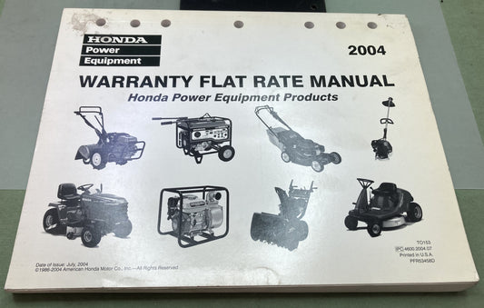Genuine Honda TO153 Warranty Flat Rate Manual Power Equipment Products '86-'04