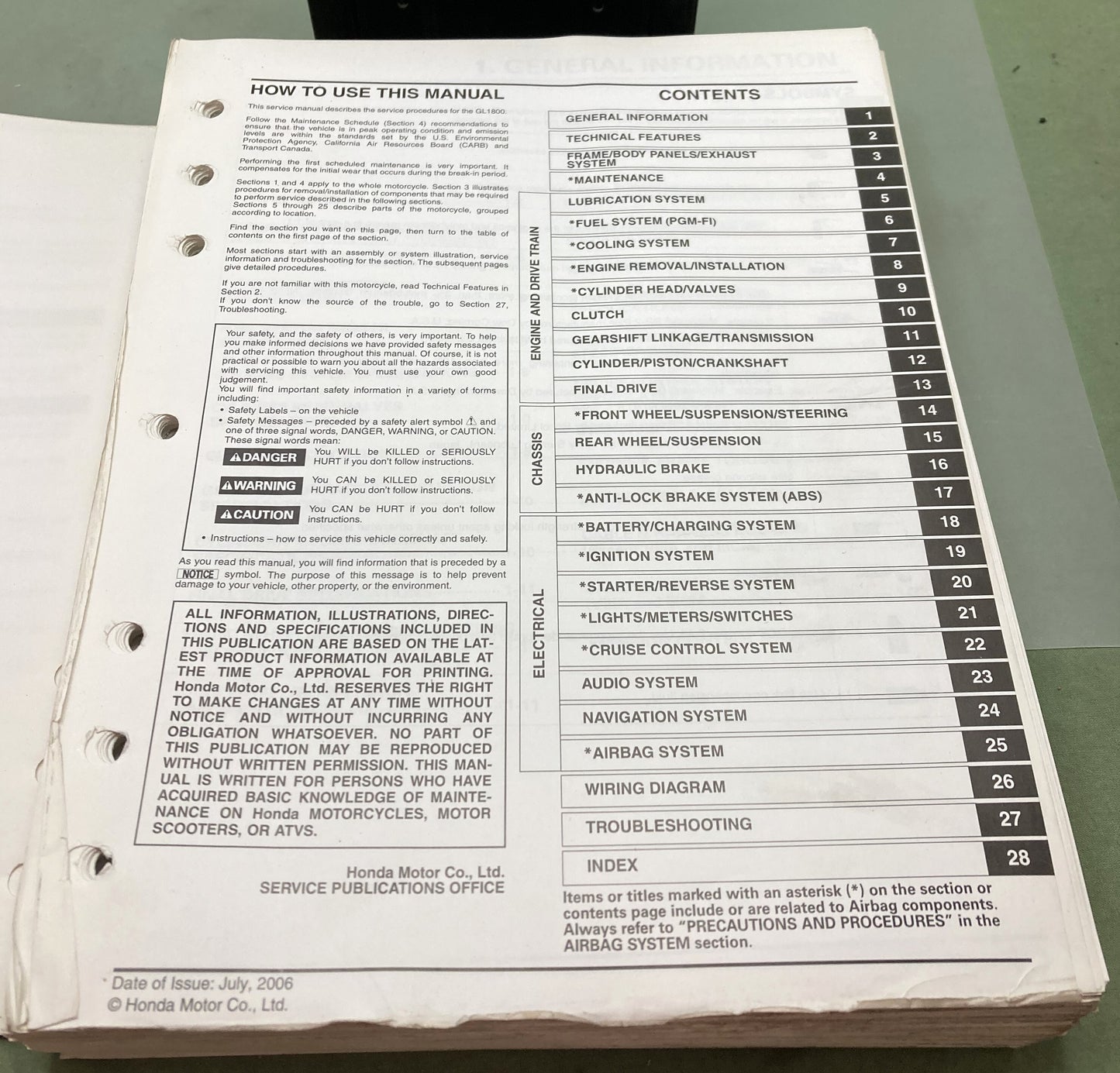 Genuine Honda 61MCA52 GL1800 Service/Electrical Troubleshooting Manual 2006