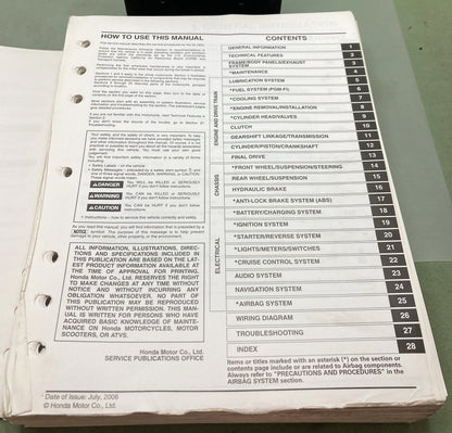 Genuine Honda 61MCA52 GL1800 Service/Electrical Troubleshooting Manual 2006