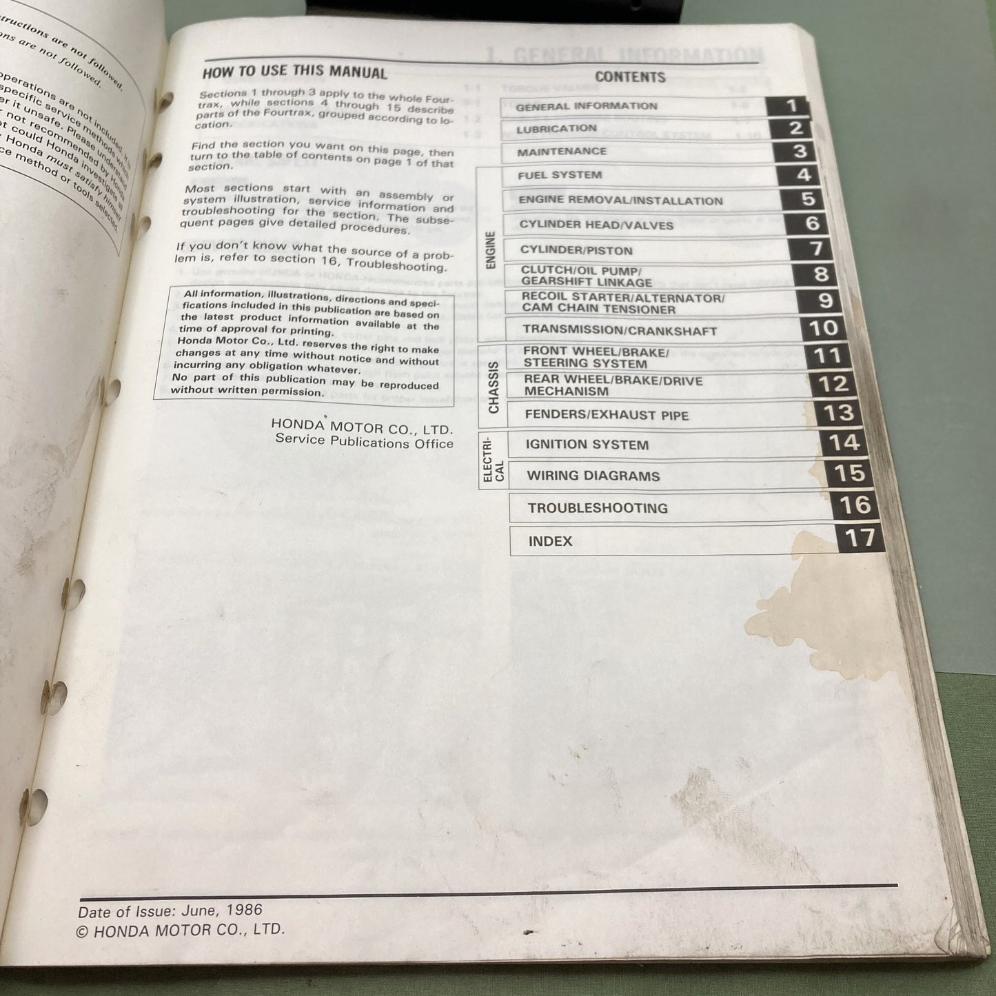 Genuine Honda 61HB201 TRX70 Fourtrax Service Manual 1986
