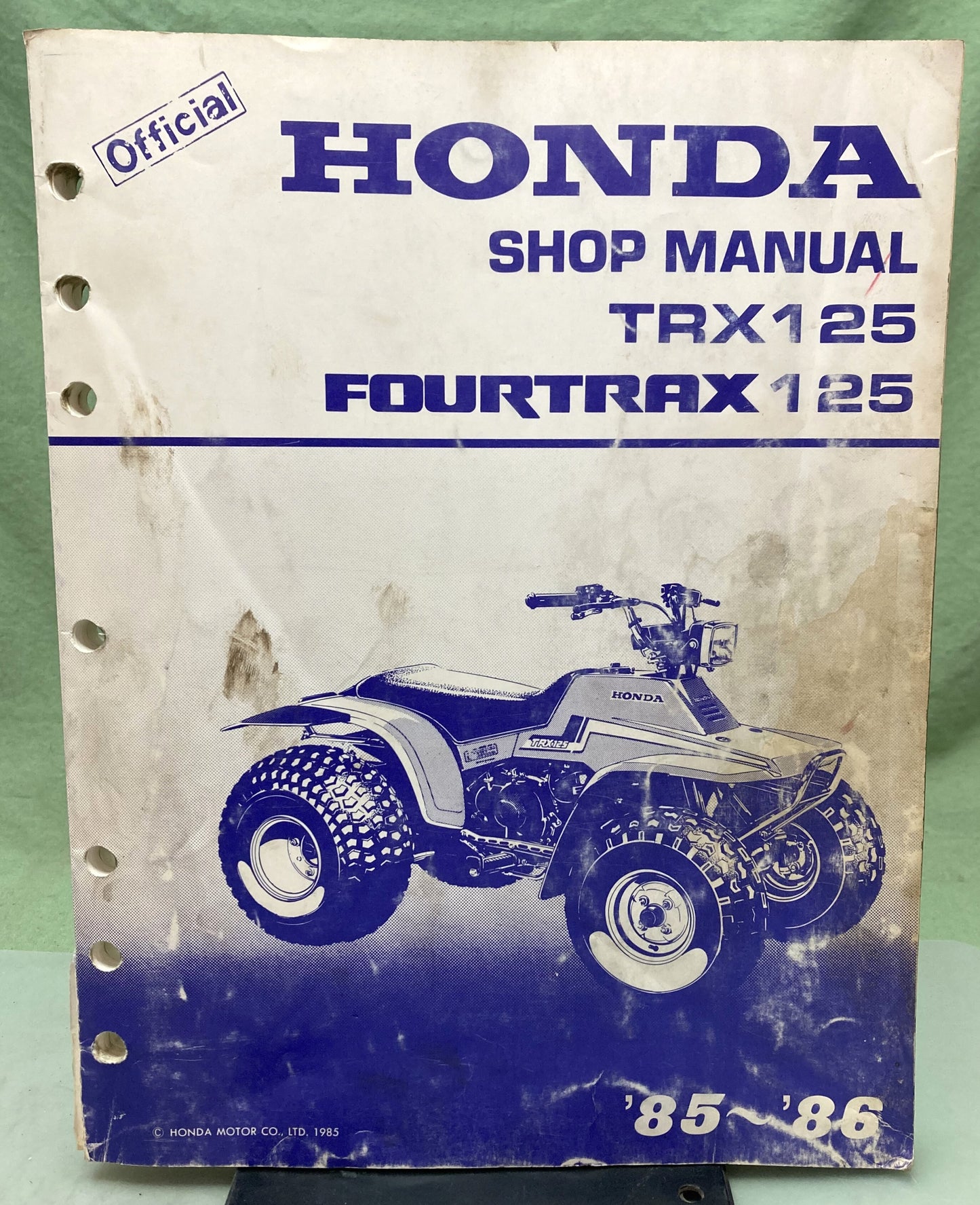 Genuine Honda 61VM601 TRX125 Fourtrax 125 Shop Manual 1985