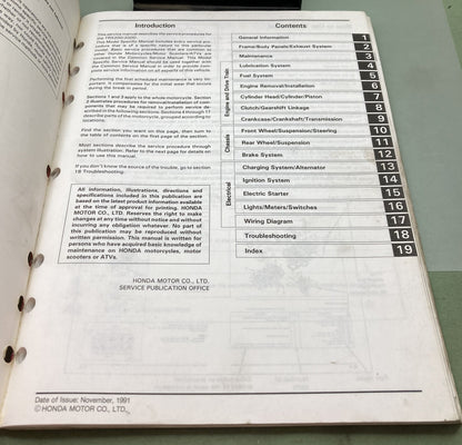Genuine Honda 61HF103 TRX200/TRX200D Service Manual 1991