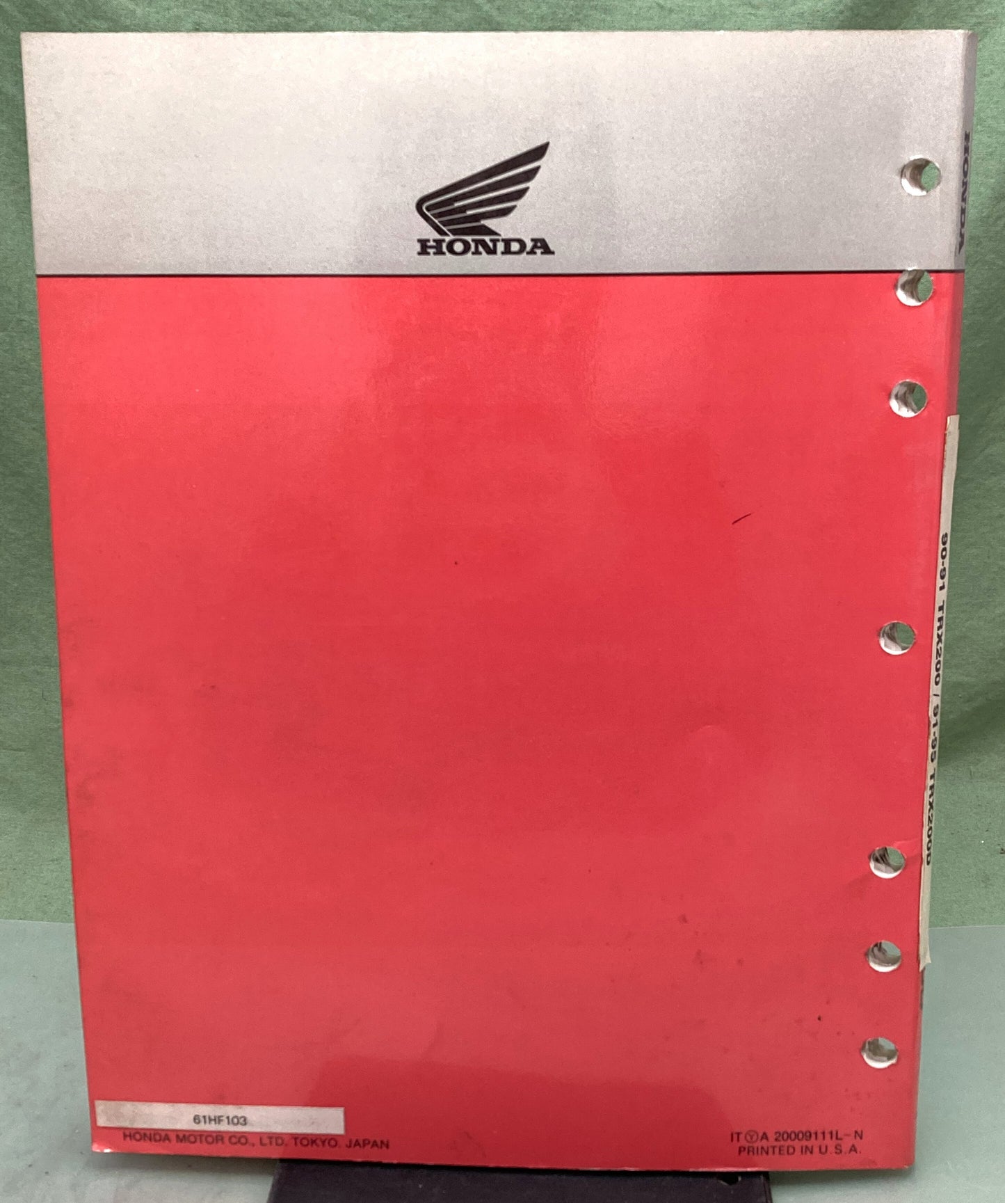 Genuine Honda 61HF103 TRX200/TRX200D Service Manual 1991