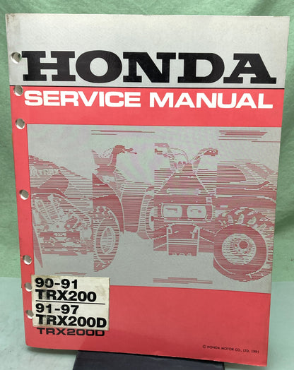 Genuine Honda 61HF103 TRX200/TRX200D Service Manual 1991