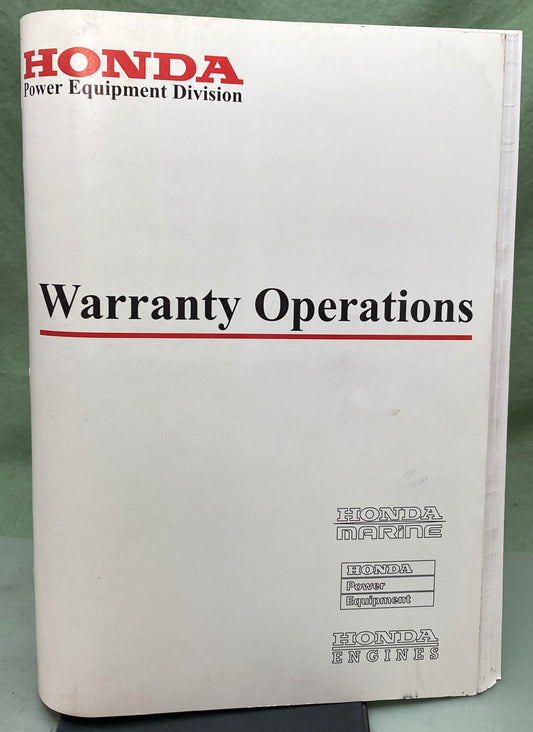 Genuine Honda TO954 Warranty Operations 1999