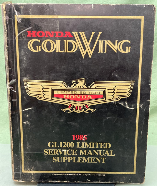 Genuine Honda 2050193 GL1200 Limited Service Manual Supp. 1985