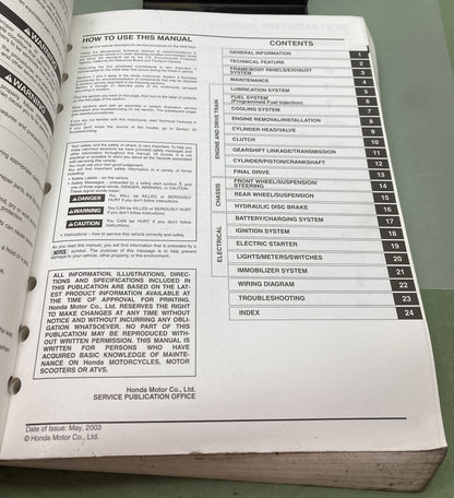 Genuine Honda 61MEC01 NRX1800 Valkyrie Rune Service Manual 2003