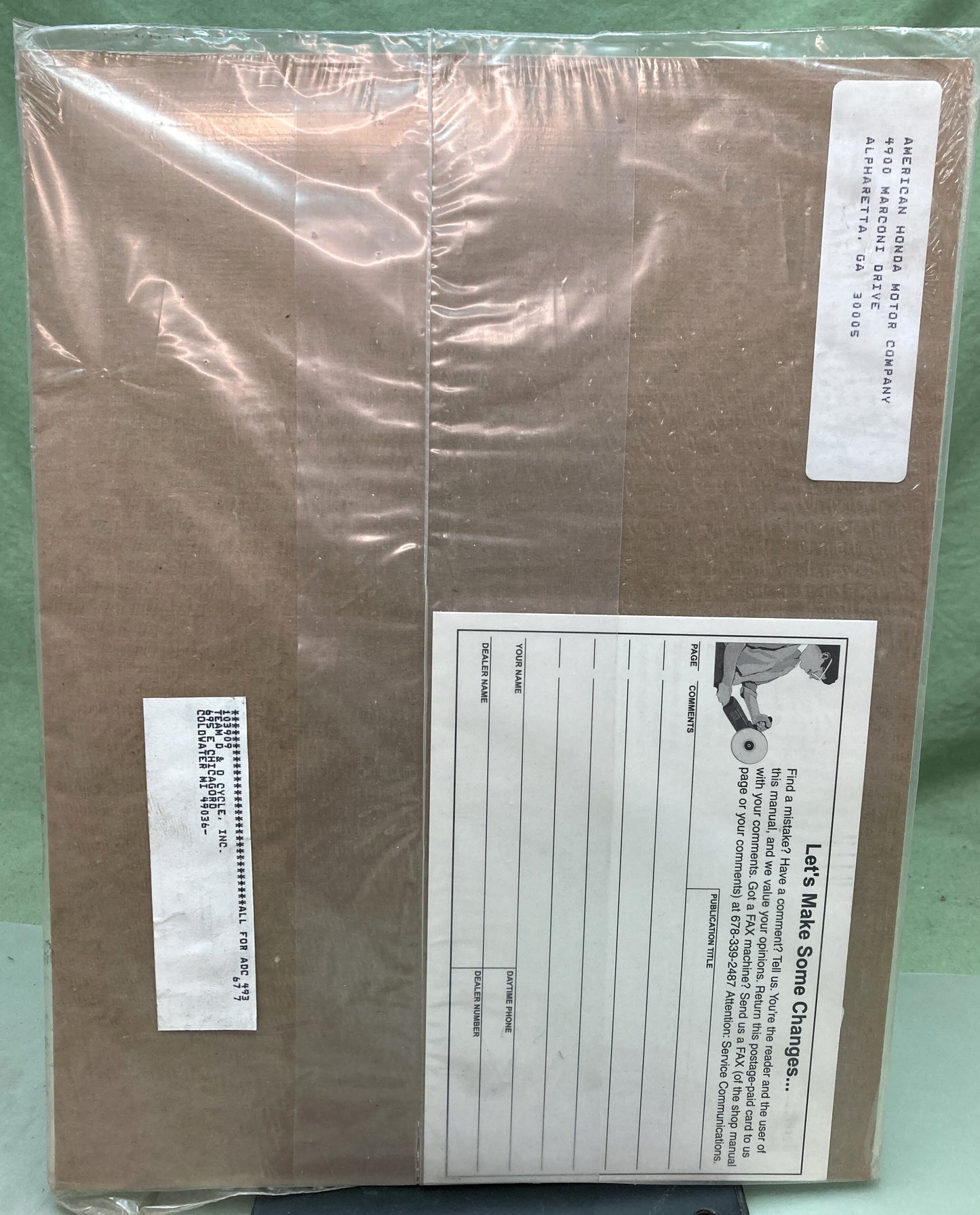 New Genuine Honda 61Z0300X EB3000c Supp. Shop Manual 2001