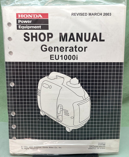 New Genuine Honda 61ZT300 EU1000i Generator Shop Manual 2003