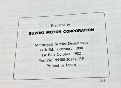 GENUINE SUZUKI 99500-20171-03E DS80 SERVICE MANUAL