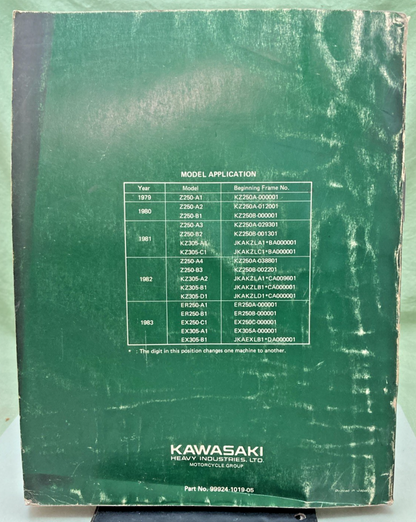GENUINE KAWASAKI 99924-1019-05 Z250-KZ305 TWIN SERVICE MANUAL 1983