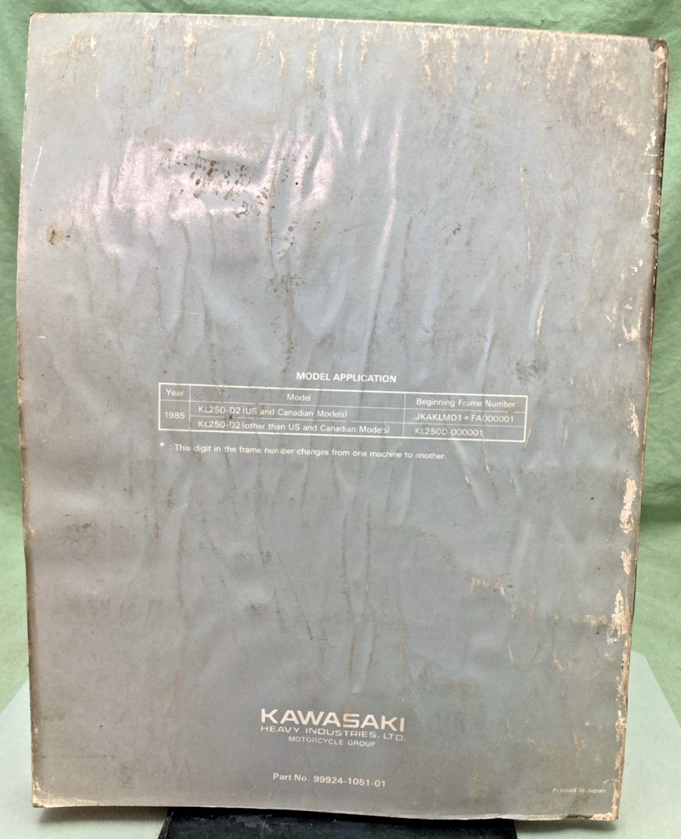 GENUINE KAWASAKI 99924-1051-01 KLR 250 SERVICE MANUAL 1984