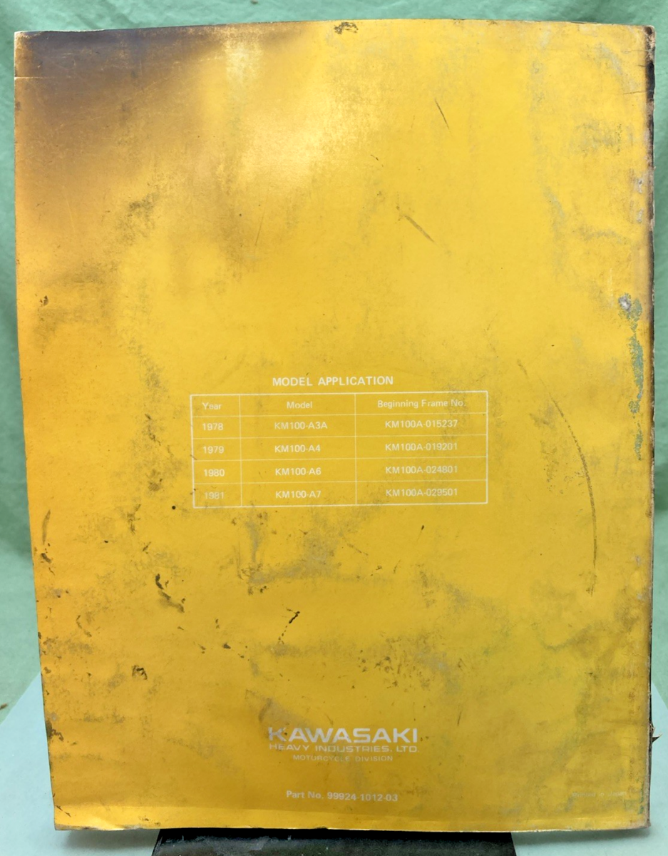 GENUINE KAWASAKI 99924-1012-03 KM100 SERVICE MANUAL 1981