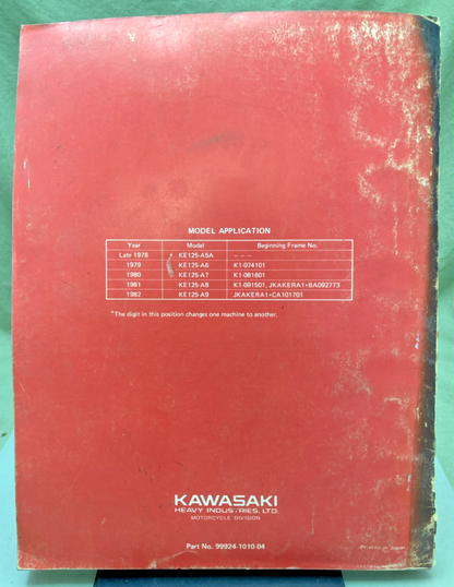 GENUINE KAWASAKI 99924-1010-04 KE125 SERVICE MANUAL 1981