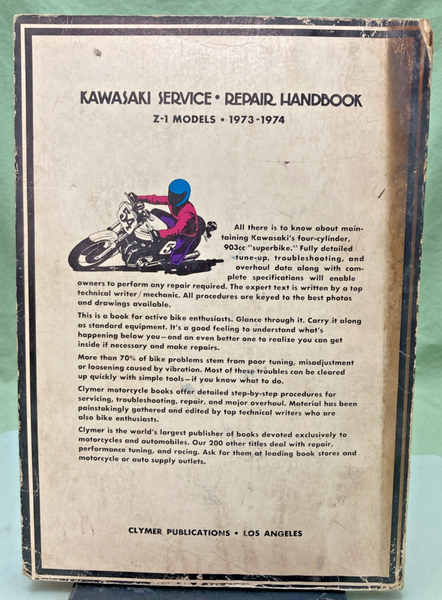 GENUINE CLYMER M354 KAWASAKI Z-1 MODELS SERVICE MANUAL 1973-1974