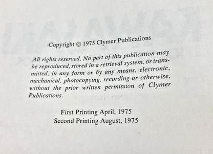 GENUINE CLYMER M354 KAWASAKI Z-1 MODELS SERVICE MANUAL 1973-1974