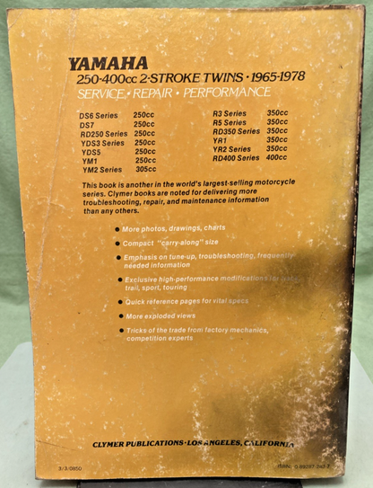 GENUINE CLYMER M401 YAMAHA 250-400CC 2-STROKE TWINS SERVICE MANUAL 1965-1978