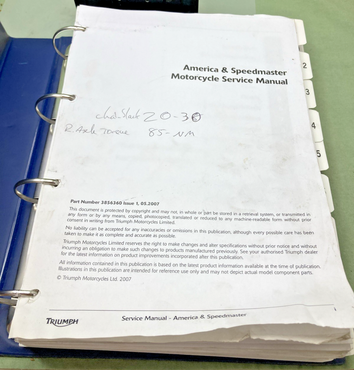 GENUINE TRIUMPH 3856360 AMERICA SPEEDMASTER SERVICE MANUAL 2007