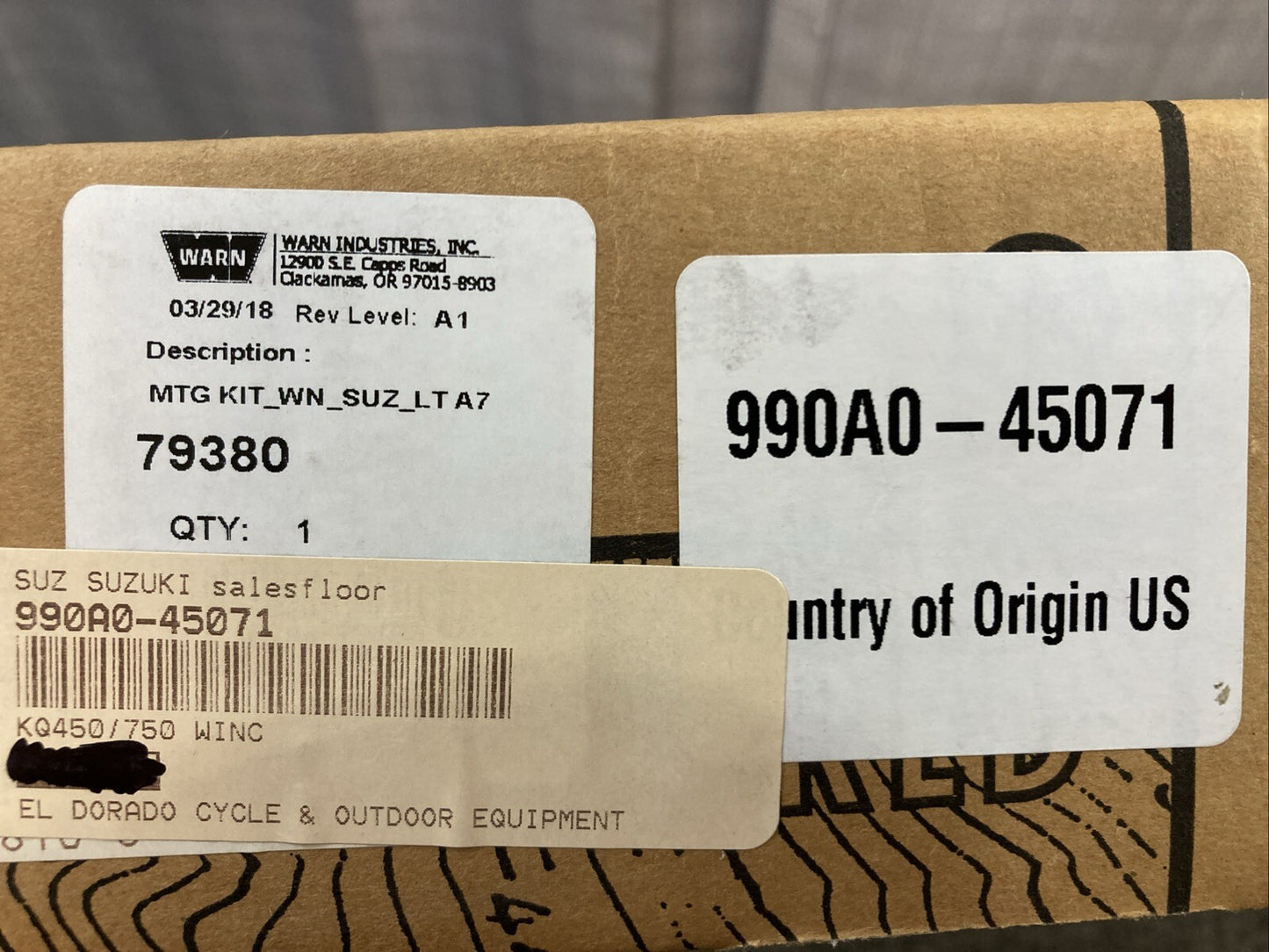 NEW GENUINE WARN 79380 WINCH MOUNTING KIT FOR SUZUKI 990A0-45071