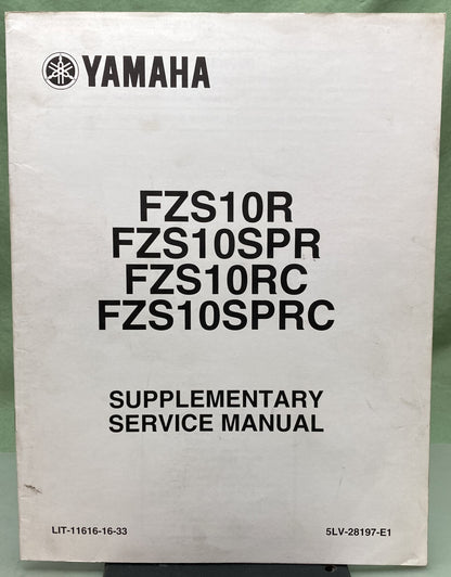 Genuine Yamaha LIT-11616-16-33 FZS10R FZS10SPR Supp. Service Manual 2002