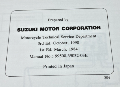 GENUINE SUZUKI 99500-39032-03E GS1150 SERVICE MANUAL 1990