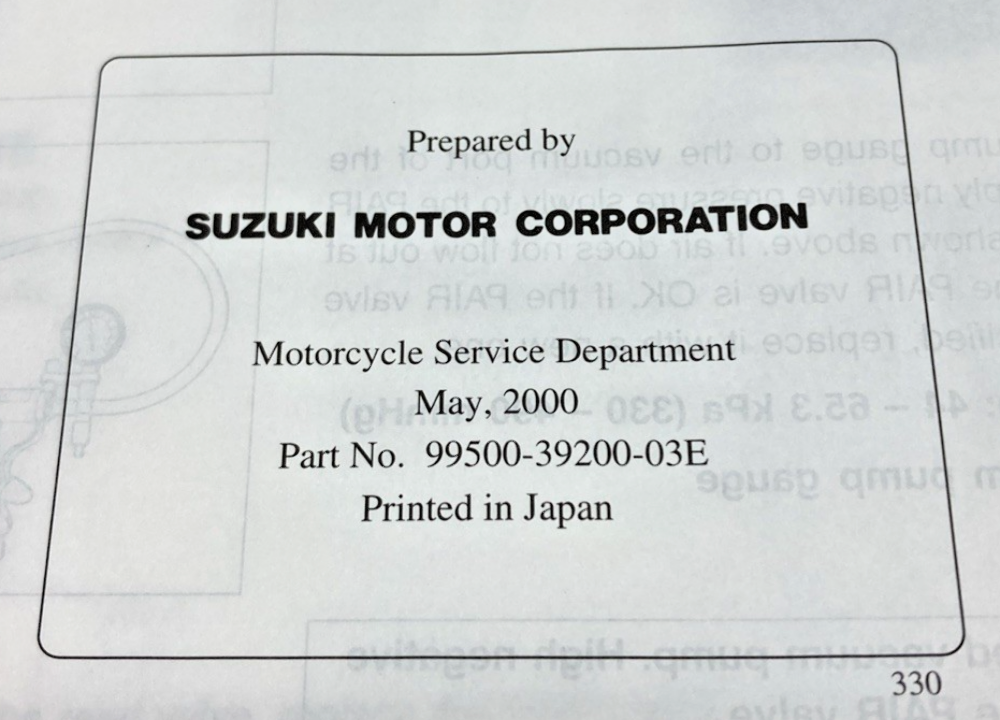 GENUINE SUZUKI 99500-39200-03E GSF1200S SERVICE MANUAL 2000