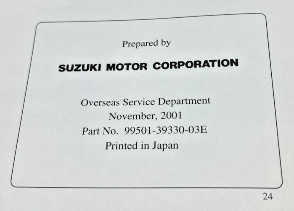 GENUINE SUZUKI 99501-39330-03E GSX1300R SUPPLEMENTARY SERVICE MANUAL 2001