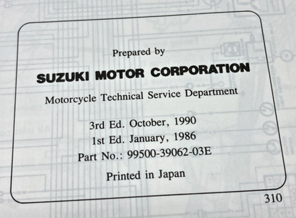 GENUINE SUZUKI 99500-39062-03E GSXR1100 SERVICE MANUAL 1990