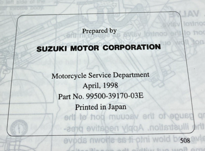 GENUINE SUZUKI 99500-39170-03E TL1000R SERVICE MANUAL 1998