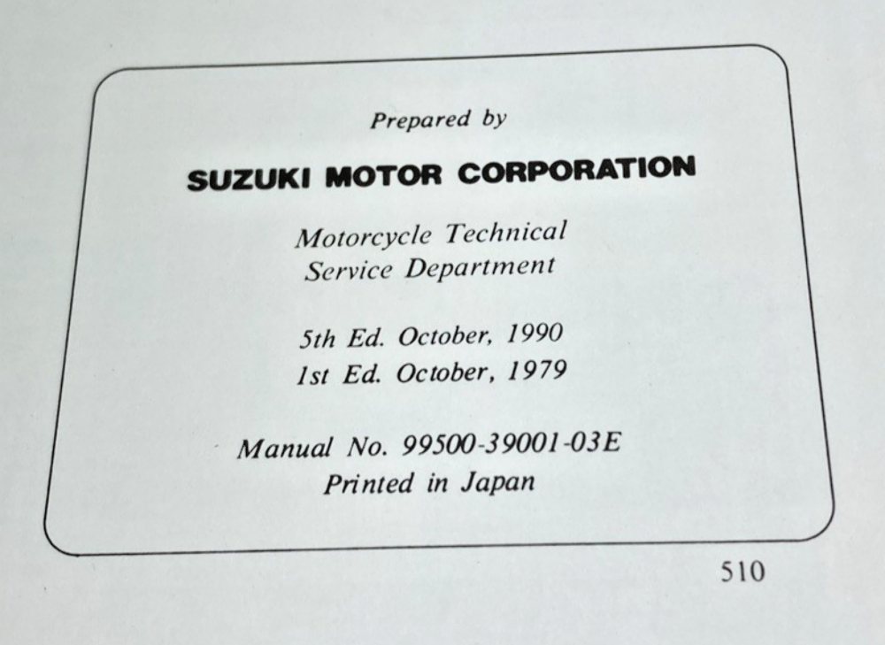 GENUINE SUZUKI 99500-39001-03E GS1000 SERVICE MANUAL 1990