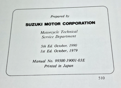 GENUINE SUZUKI 99500-39001-03E GS1000 SERVICE MANUAL 1990
