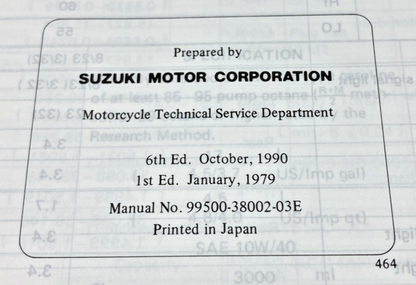 GENUINE SUZUKI 99500-38002-03E GS850G SERVICE MANUAL 1990