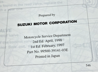 GENUINE SUZUKI 99500-39141-03E TL1000S SERVICE MANUAL 1997