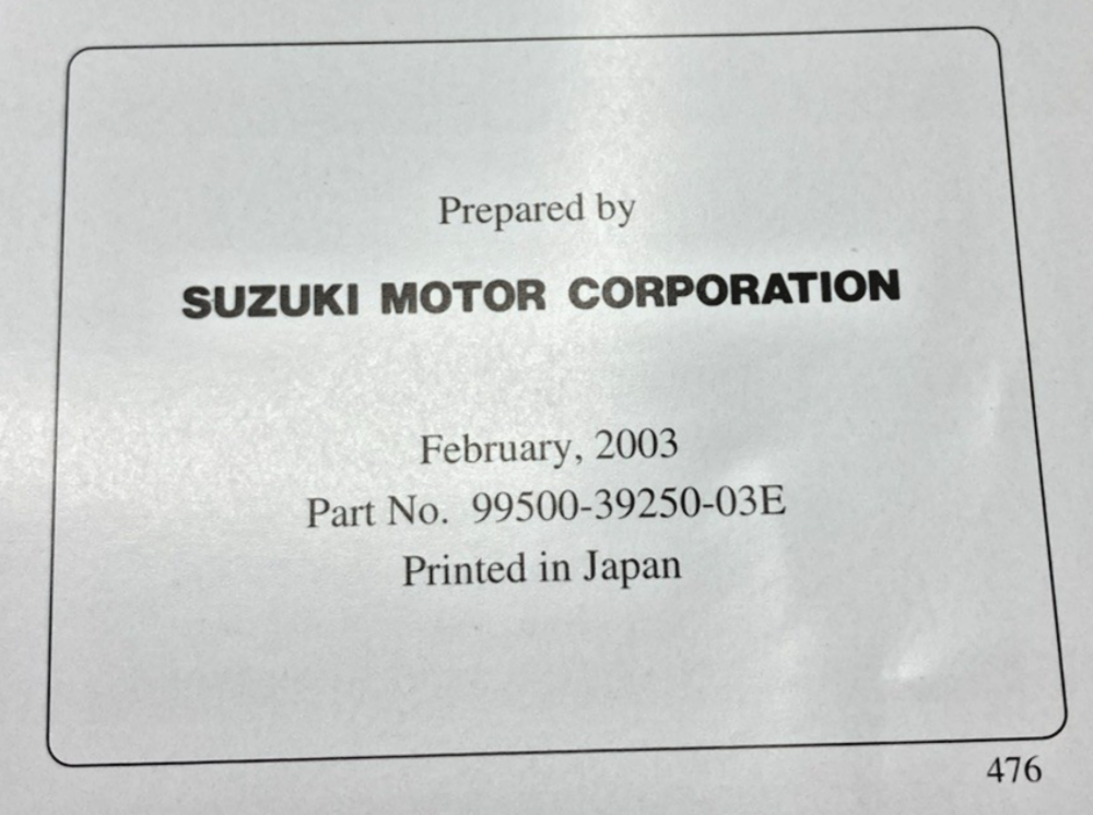GENUINE SUZUKI 99500-39250-03E SV1000S SERVICE MANUAL 2003